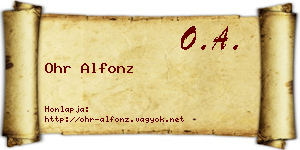 Ohr Alfonz névjegykártya
